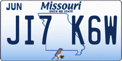 MO license plate JI7K6W