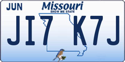 MO license plate JI7K7J