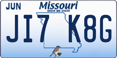 MO license plate JI7K8G