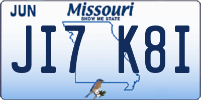 MO license plate JI7K8I