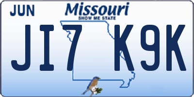 MO license plate JI7K9K