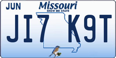 MO license plate JI7K9T