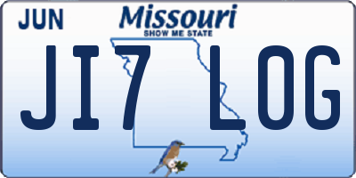 MO license plate JI7L0G