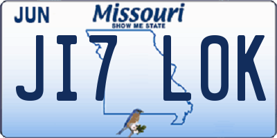 MO license plate JI7L0K