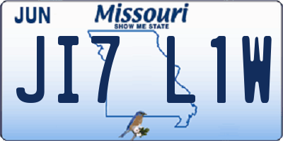 MO license plate JI7L1W