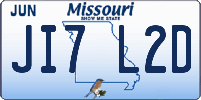 MO license plate JI7L2D