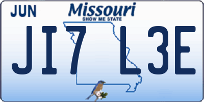 MO license plate JI7L3E