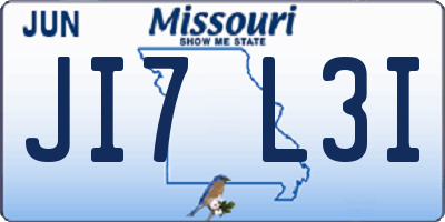 MO license plate JI7L3I