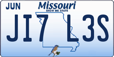 MO license plate JI7L3S