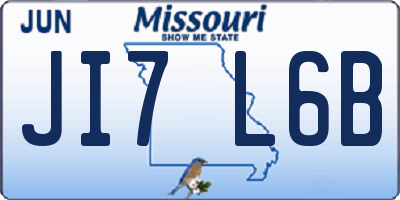 MO license plate JI7L6B