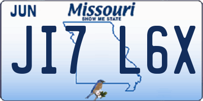 MO license plate JI7L6X