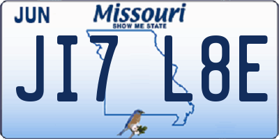 MO license plate JI7L8E