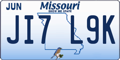 MO license plate JI7L9K