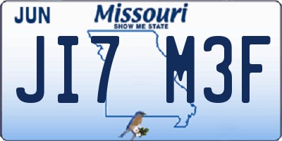 MO license plate JI7M3F