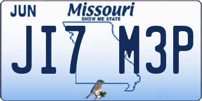 MO license plate JI7M3P