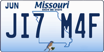 MO license plate JI7M4F