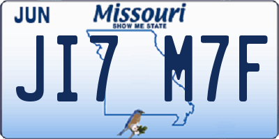 MO license plate JI7M7F