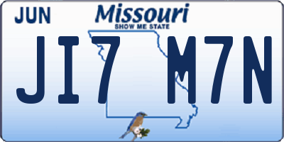 MO license plate JI7M7N