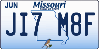 MO license plate JI7M8F