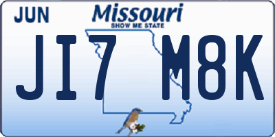 MO license plate JI7M8K