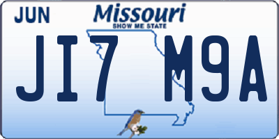 MO license plate JI7M9A