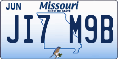 MO license plate JI7M9B