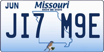MO license plate JI7M9E