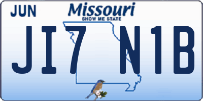 MO license plate JI7N1B