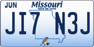 MO license plate JI7N3J