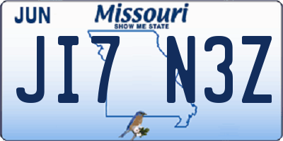 MO license plate JI7N3Z