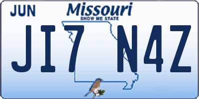 MO license plate JI7N4Z