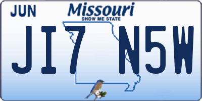 MO license plate JI7N5W