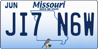 MO license plate JI7N6W