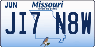 MO license plate JI7N8W