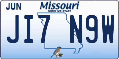 MO license plate JI7N9W