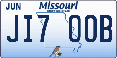 MO license plate JI7O0B