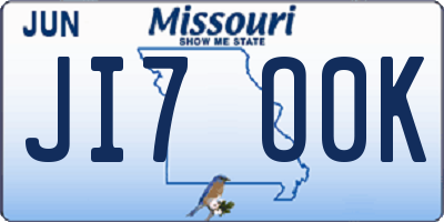 MO license plate JI7O0K