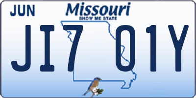 MO license plate JI7O1Y