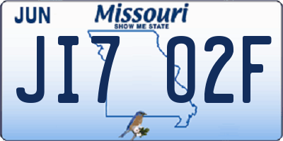 MO license plate JI7O2F