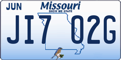 MO license plate JI7O2G