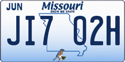 MO license plate JI7O2H