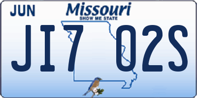 MO license plate JI7O2S