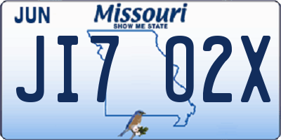 MO license plate JI7O2X