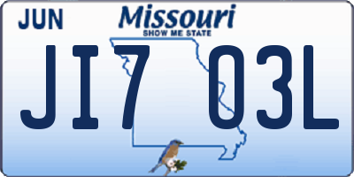 MO license plate JI7O3L