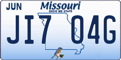 MO license plate JI7O4G