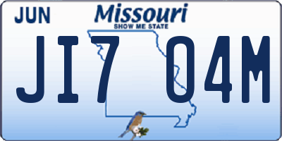 MO license plate JI7O4M