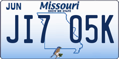 MO license plate JI7O5K