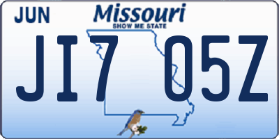 MO license plate JI7O5Z