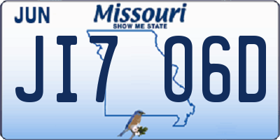 MO license plate JI7O6D