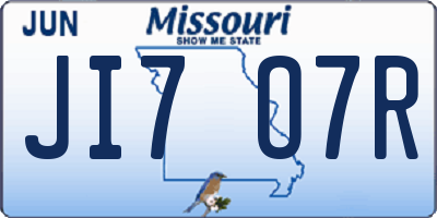 MO license plate JI7O7R